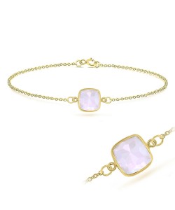 Rose Quartz Square Shape Bracelet BRS-234-GP